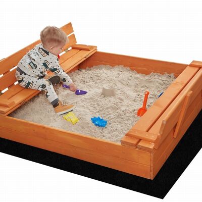 Sandbox with folding lid & seat - dark - 120 x 120 cm