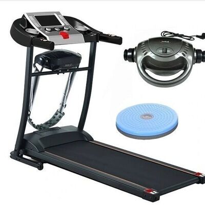 Fitness treadmill - foldable - with massage & abdominal muscle twister - with heart rate measurement