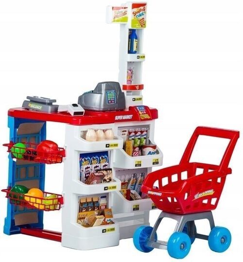 Winkeltje speelgoed - Supermarkt - met kassa en winkelwagen