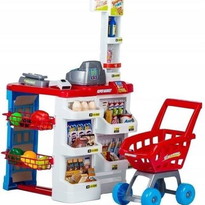Spielzeugladen - Supermarkt - mit Kasse und Einkaufswagen