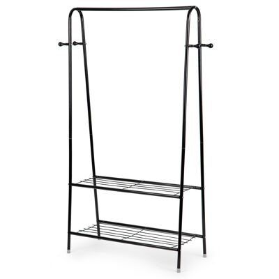 Clothes rack - steel - incl. shelves - 82x36x149 cm - black