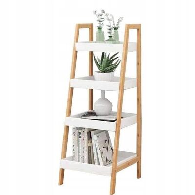White bookcase - 4 diagonal shelves - 36.5 x 34.5 x 98 cm