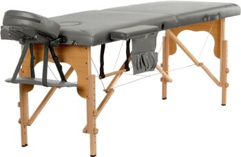 Table de massage - pliable - grise - 2 zones - Table de soins