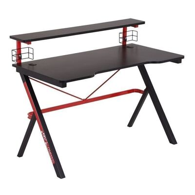 Game desk - double level - with cup holders - black-red
