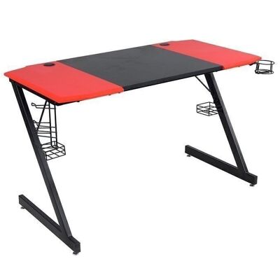 Mesa de juegos - con portavasos - 120x60x73 cm - rojo-negro -