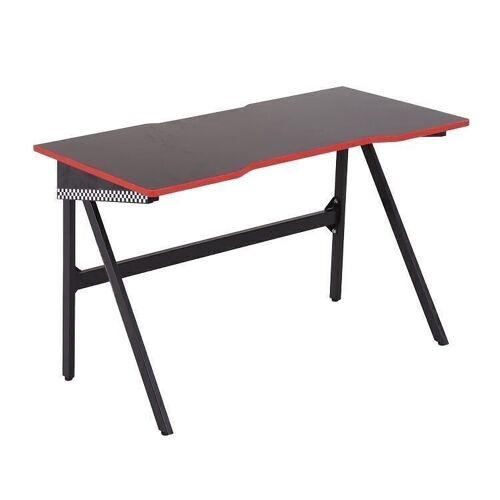 Game bureautafel basic - zwart & rode striping - 120x60x73 cm