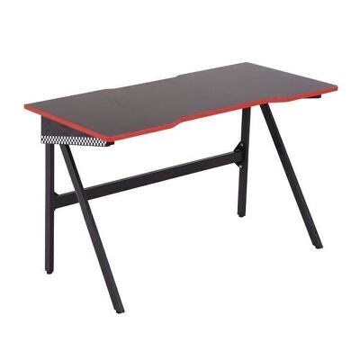 Table de bureau de jeu basic - rayures noires et rouges - 120x60x73 cm