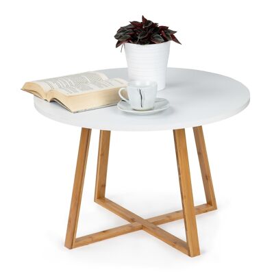 Coffee table - white - MDF - bamboo - 60 cm - 5 kg