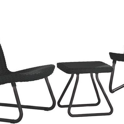 Gartenset – 2 Personen – Korbgeflecht – Lounge-Set – Schwarz