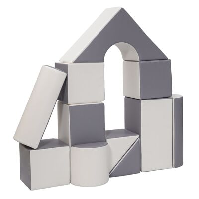 Building blocks foam 11 pieces white & gray