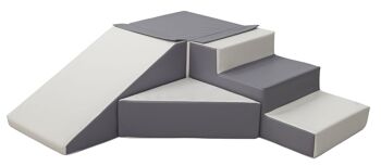 Playset blocs de mousse avec toboggan blanc et gris