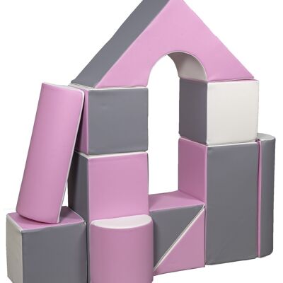 Building blocks foam 11 pieces white, light purple & gray