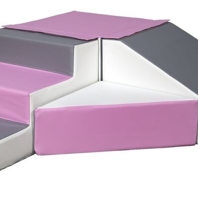 Playset blocs de mousse avec toboggan blanc, violet clair et gris