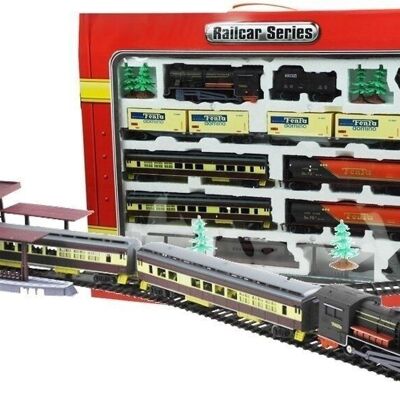 Electric toy train with 6 wagons - complete train set