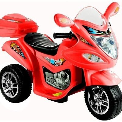 Moto triciclo con control eléctrico rojo.