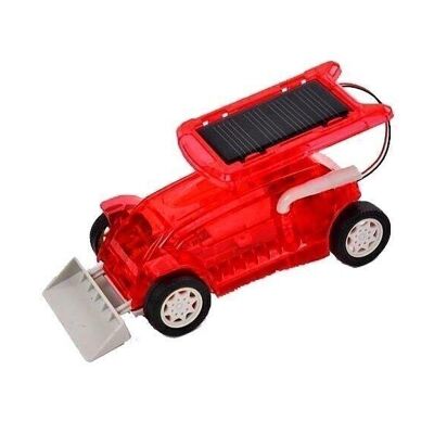 Solar powered toy car - bulldozer - red