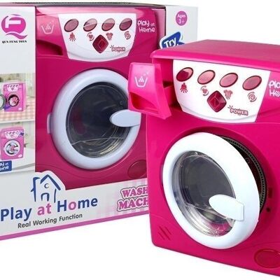 Toy washing machine - 18.5x24 cm - with light and sound - pink