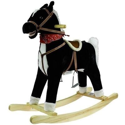 Cavallo a dondolo 74 cm - nero, bianco con fazzoletto rosso