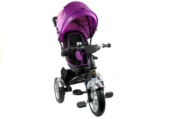 Tricycle - vélo - avec barre de poussée et pare-soleil - violet