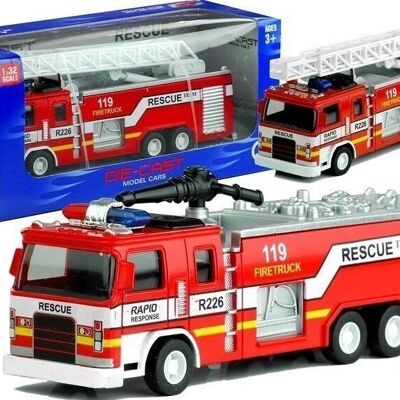 Coche de juguete camión de bomberos - con escalera y cañón rociador - escala 1:32