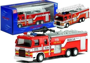 Voiture jouet camion de pompiers - avec échelle et canon pulvérisateur - échelle 1:32