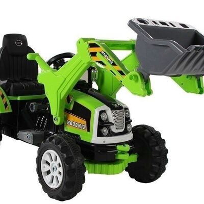 Electrically controlled tractor with movable shovel arm - green