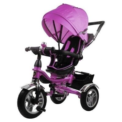 Triciclo - plegable - con barra de empuje y capota - violeta