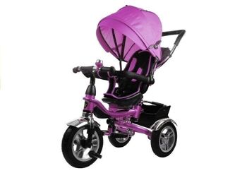 Tricycle - pliable - avec barre de poussée et pare-soleil - violet