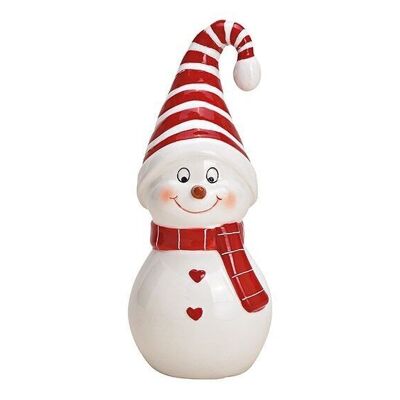 Ceramic snowman white, red (W / H / D) 7x17x7cm