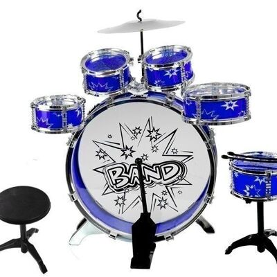 Kleinkind-Schlagzeug – 6 Trommeln – blau – Kinder-Schlagzeug
