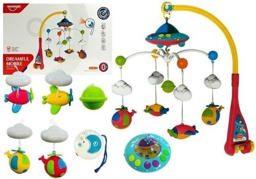 Carrousel met rammelaars - muziekdoos voor babybedjes met zweefvliegtuigen