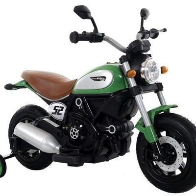 Electric children's motorcycle - battery motor - with training wheels - green