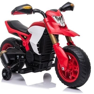 Electric children's motorbike - battery motor - with training wheels - red