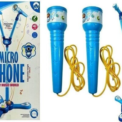 Set de karaoké pour enfants - avec 2 microphones - avec pied - bleu