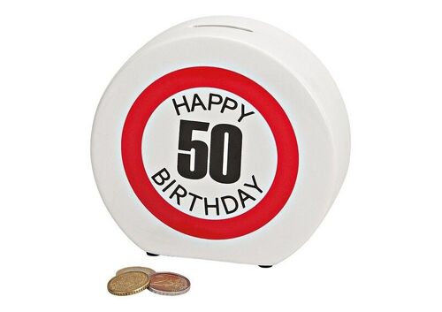 Spardose Happy Birthday 50 aus Keramik