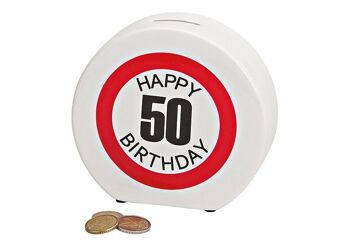 Tirelire en céramique Happy Birthday 50