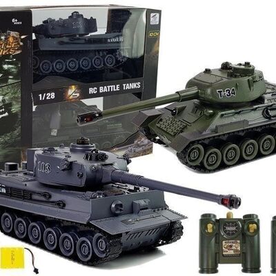 RC tanks - set of 2 - green and gray - T-34 and Tiger tanks