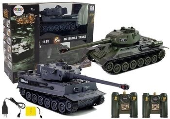 Chars RC - lot de 2 - vert et gris - Chars T-34 et Tigre