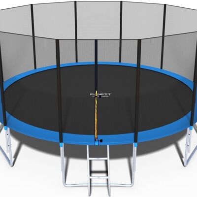 Trampoline 490 cm - with net and ladder - blue - up to 150 kg