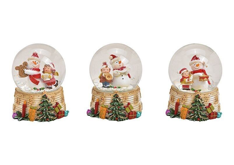Schneekugel Schneemann mit Instrumente aus Poly, Glas Bunt 3-fach, (B/H/T) 7x9x7cm
