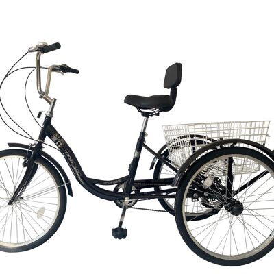 Driewieler fiets - zwart - 7 versnellingen