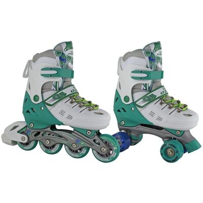 Inline skate & roller skate 2-in-1 - size 35-38 - green & white