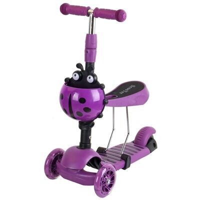 Children's scooter tricycle - ladybug purple - with seat