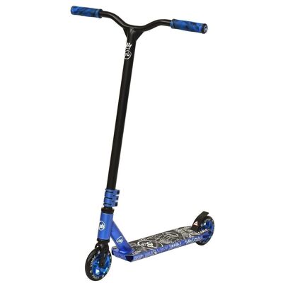 Stunt-Scooter mit blauer Grafik und Schwarz – bis 100 kg