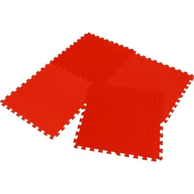 Fitness floor mat - EVA foam 60x60x1.2 cm - red puzzle pieces - 4 pieces
