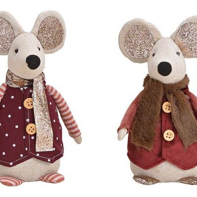 Mouse made of textile Bordeaux 2-fold