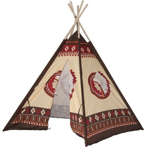 Tipi speeltent Wigwam beige met bruin 106x106x150 cm Indianen