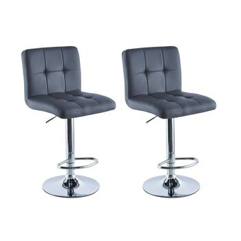 Tabouret de bar gris - lot de 2 - rotatif et réglable