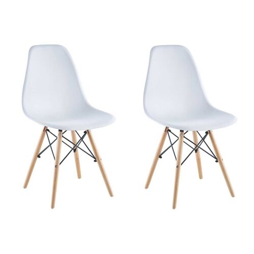 Keukenstoel wit - set van 2 stoelen - hout en kunststof