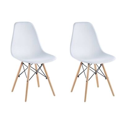 Kitchen chair white - set of 2 chairs - wood and plastic